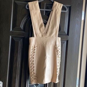 Women Nude Leather Sexy Dress